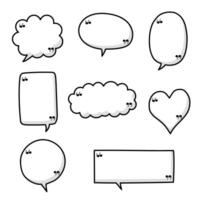 Black and white speech bubble balloon with quotation marks, icon sticker memo keyword planner text box banner vector