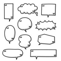 Black and white speech bubble balloon with quotation marks, icon sticker memo keyword planner text box banner vector