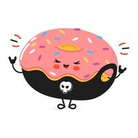 Doughnut heavy metal character. Hand drawn cartoon kawaii character illustration icon. Isolated on white background. Doughnut character concept vector