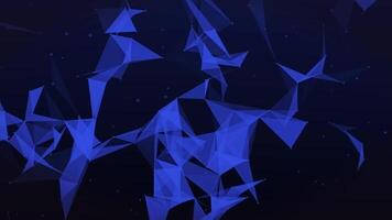 Abstract triangle low poly bg glow on dark black background low poly background design video