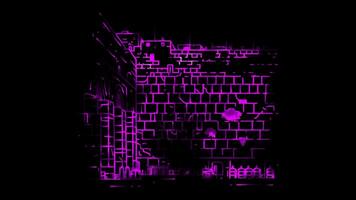 Neon frame effect Western Wall Wailing Wall in Jerusalem. The iconic wall is depicted in a simple, glow, black background. video