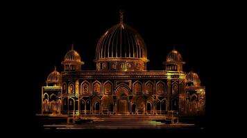 Neon frame effect Dome of the Rock in Jerusalem in Israel, glow, black background. video