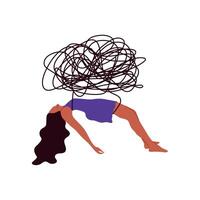 A sad and unhappy person experiencing depression and grief. A woman with a mental disorder feeling sorrow, despair, and frustration. Psychology concept. vector