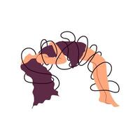 A sad and unhappy person experiencing depression and grief. A woman with a mental disorder feeling sorrow, despair, and frustration. Psychology concept. vector