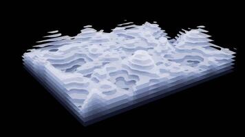 Holographic topological map appearing and disappearing when a full cycle is complete - 4K - isolated on black background video