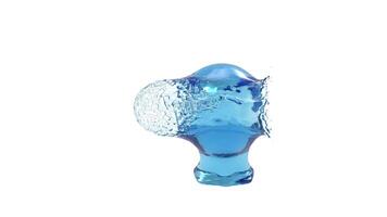 Head shape made out of water splashing away into small droplets - isolated on white background video