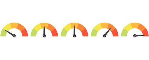 Set of speed performance gauges icon isolated on white background. vector