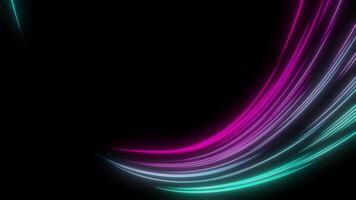 Beautiful smooth flowing lines in bright neon cyan an magenta colors - isolated on black background, VFX element, 4K Pro Res, 60fps video