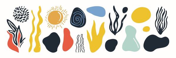 Set of abstract organic shape. hand drawn doodle art. blob vector