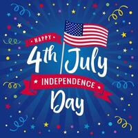 4 of July independence day of USA greeting card design with with flag and festive background vector