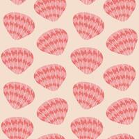 Sea shells seamless pattern. Trendy pattern of seashells for wrapping paper, wallpaper, stickers, notebook cover. The texture may be used for printing on fabric or paper and background in web design. vector