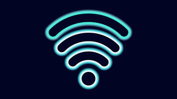 WiFi symbols neon effect dark background. Waves Wi Fi signal icon. Internet connection modern technology. Design web page billboard banner. illustration. vector