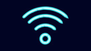 WiFi symbols neon effect dark background. Waves Wi Fi signal icon. Internet connection modern technology. Design web page billboard banner. illustration. vector