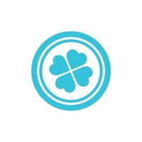 Lucky coin with four leaf clover, Isolated on white background. From blue icon set. vector
