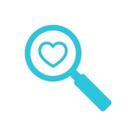 Pure Heart under Magnifying Glass, Zoom icon, Isolated on white background, From blue icon set vector