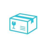 Fragile delivery cardboard box icon. Isolated on white background. From blue icon set. vector