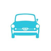 Minimalist Vintage retro car, Front view, Isolated on white background. From blue icon set. vector