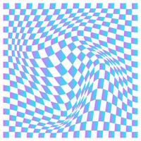 Psychedelic Distorted checkerboard pattern, Illusion background vector