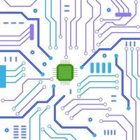 Microprocessor and motherboard computer. hardware and microprocessor, processor technology circuit, cpu microchip gpu, mainboard core, board electronic illustration vector