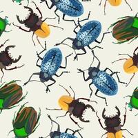 Colorful bugs. seamless pattern vector