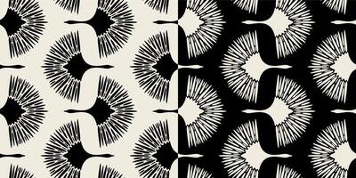 Art deco crane seamless patterns. Contrasting black and white colors vector