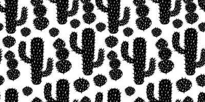 seamless pattern with cactus. Black and white vector