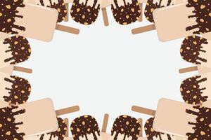 Cartoon ice cream border. Sweet icecream frame. Copy space vector