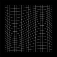 Abstract wavy 3d mesh on a black background. Geometric dynamic wave 3d technology wireframe illustration. vector