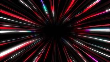 Abstract loop of a multicolored tunnel on a black background. Futuristic shiny neon rainbow tube. Shards of a broken mirror. Technological color background. High-speed movement into the future. video