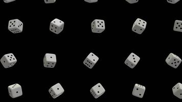 3d rolling dice falling loop animation on black background, Gambling and casino concept 3d animation 4k footage video