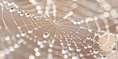 Morning Dew on Spiderweb Delicate Details and Glistening Reflections photo