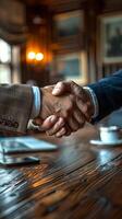 Businessman shaking hands with client. Professional partnership concept. photo