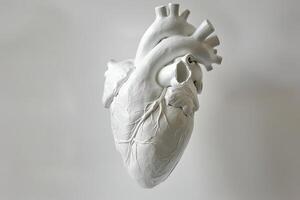 flotante blanco corazón escultura. contemporáneo Arte concepto foto