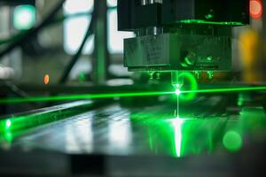 A close up of a machine with a green laser light on it photo
