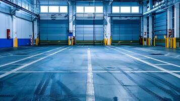 Warehouse with blue windows photo