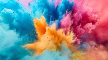 Colorful powder cloud thrown into the air photo