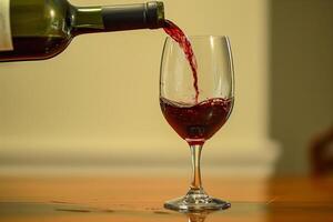 Red wine being poured into a wine glass photo