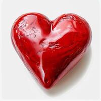A red heart on a white surface photo