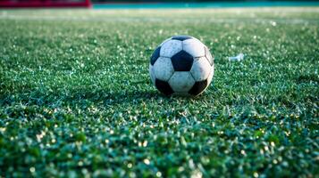 A soccer ball on grass field photo