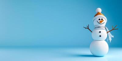 A close up of a snowman with a hat on top of it photo