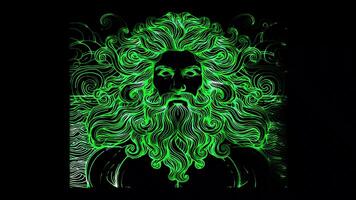 Neon frame effect Zeus, Athena, and Poseidon,glow, black background. video
