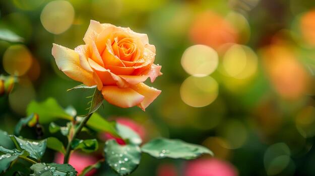 un Rosa floreciente en jardín foto