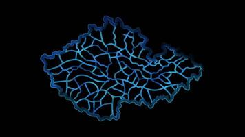 Neon frame effect map of the Czech Republic, glow, black background. video