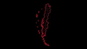 Neon frame effect map of Chile, glow, black background. video