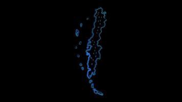 Neon frame effect map of Chile, glow, black background. video