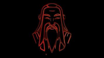 Neon frame effect symbols associated with Confucianism, glow, black background. video