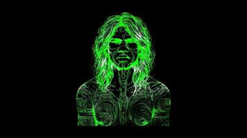 Neon frame effect, Aboriginal Australian, glow, black background. video