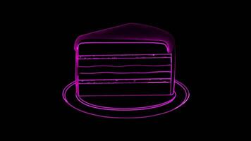 Neon frame effect,Austrian chocolate cake, glow, black background. video