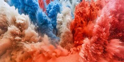 Colorful powder particles in motion captured close up photo