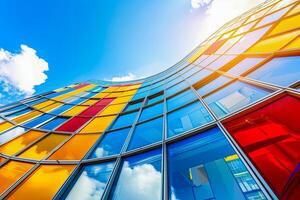 Close-up of a building with numerous windows against the sky photo